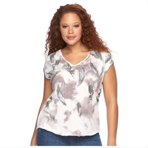 Rock & Republic glitter feather graphic tee